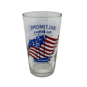 VTG Baltimore Fort McHenry & USS Constellation Souvenir Glass Tumbler Navy Ship